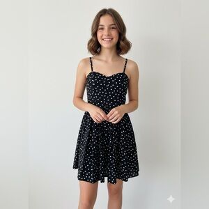 Aqua Black and White Polka Dot Dress
